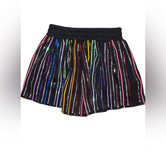 Queen of Sparkles Sequin Be Bold Black Sequin & Rhinestone Skort -Sz M - Picture 4 of 8